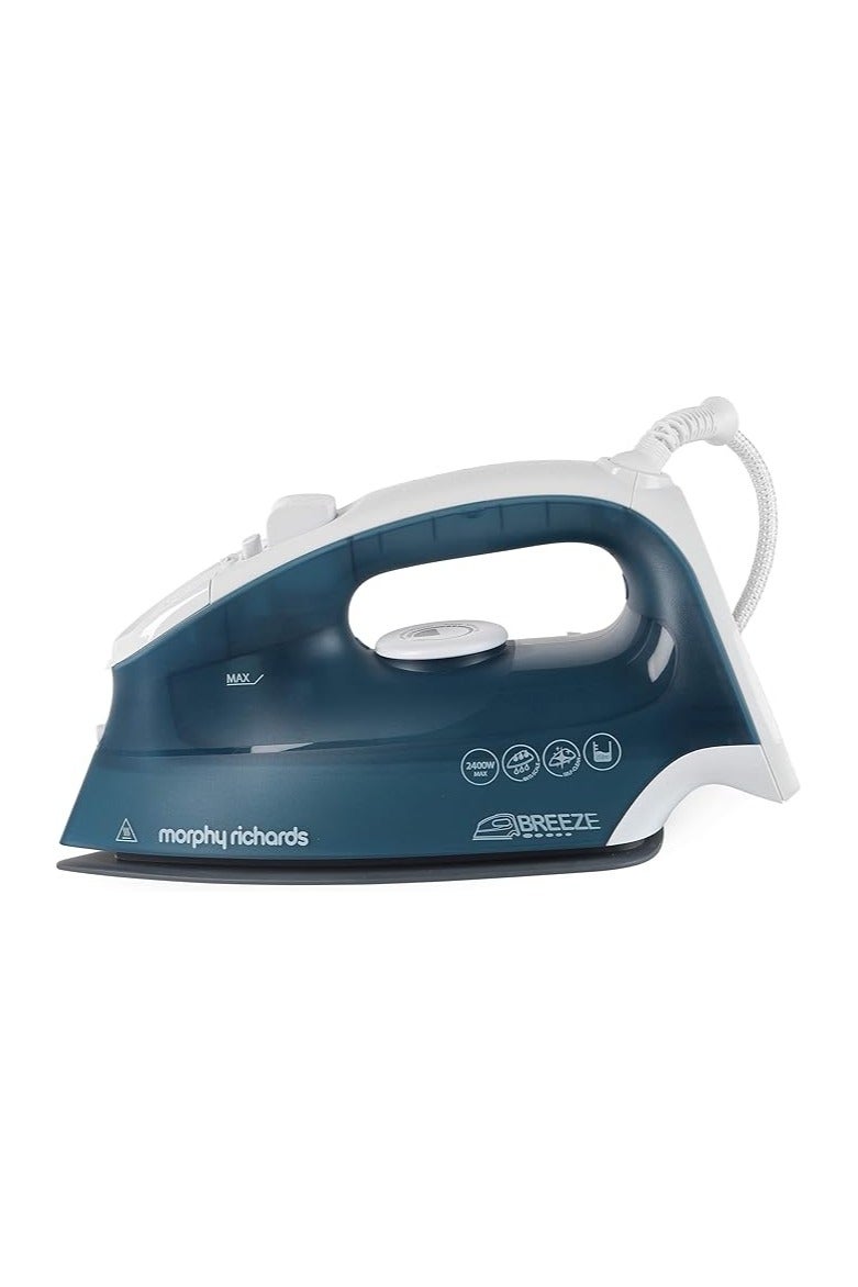 مورفي ريتشاردز مكواة بخار بريز 2400 واط – تسخين سريع وانزلاق مثالي بقاعدة سيراميك سيراماسلايد لطيّات دقيقة، خزان كبير سعة 350 مل، مانع للتنقيط ومضاد للتكلس – أزرق/أبيض - Image 1